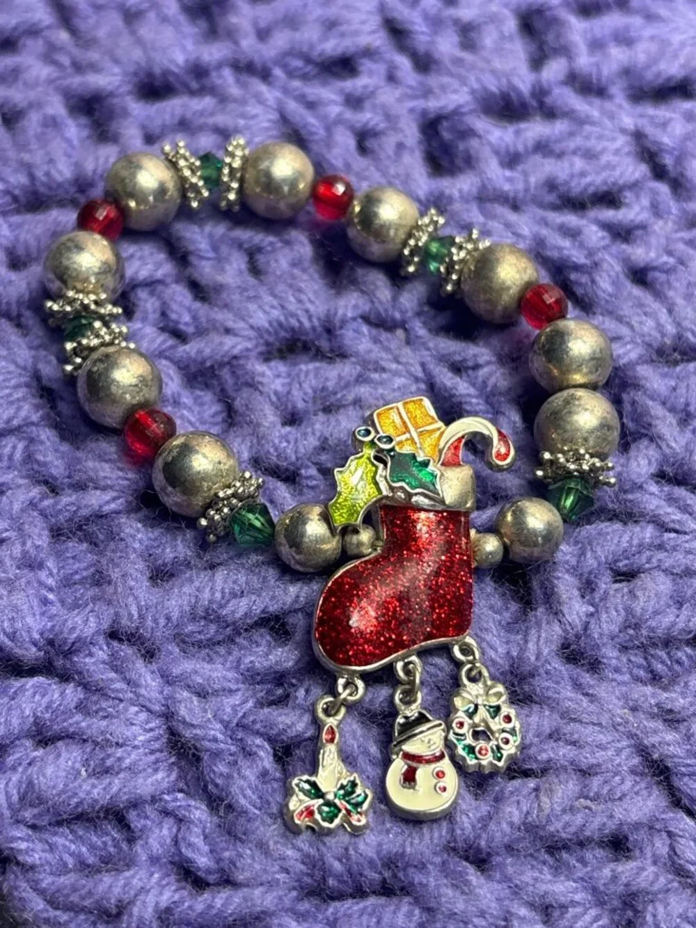 Christmas  Charm Stretch Stocking Dainty Candle Snowman Wreath Charms